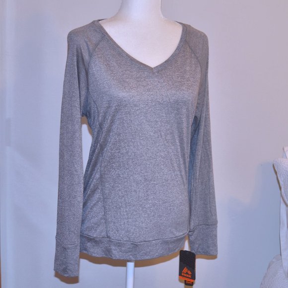 RBX Active V-Neck Long Sleeve Top with sheer back detail - Picture 5 of 11